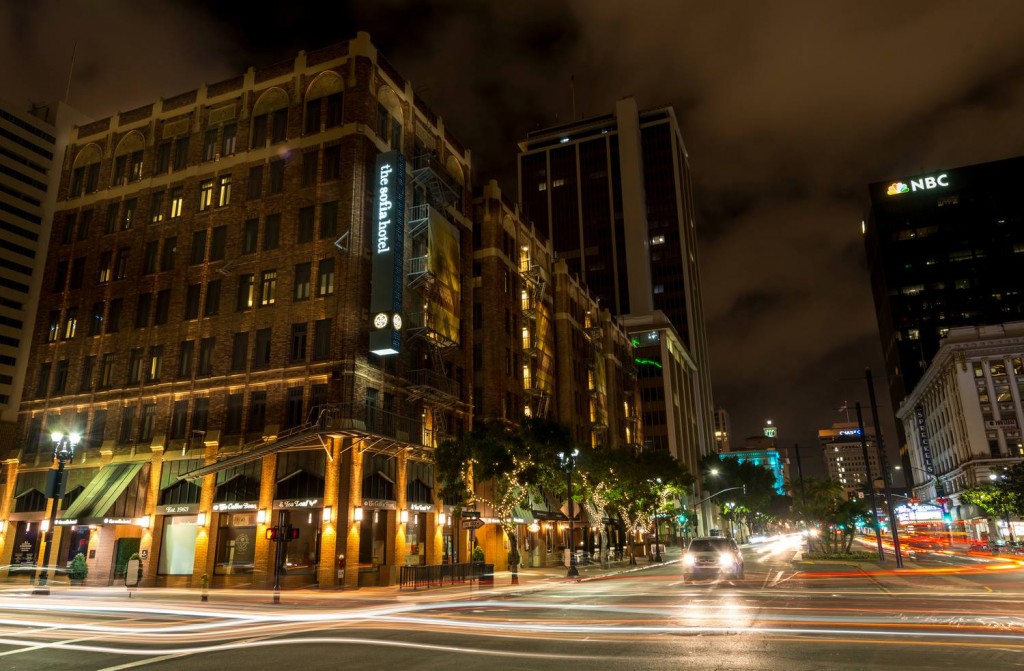 The Sofia Hotel at night